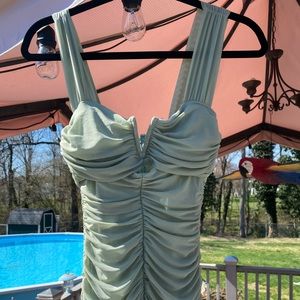 Selfi Leslie “Nadia Ruched Fishtail Maxi Dress” in Pistachio Size small